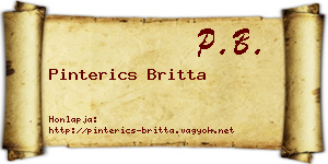 Pinterics Britta névjegykártya